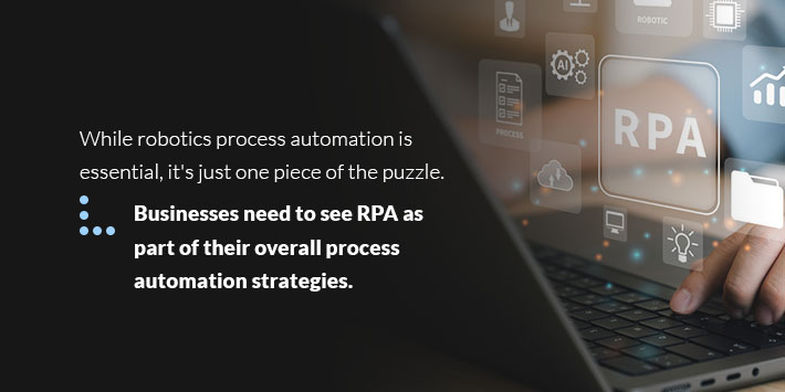 RPA is part of the overall process automation strategy